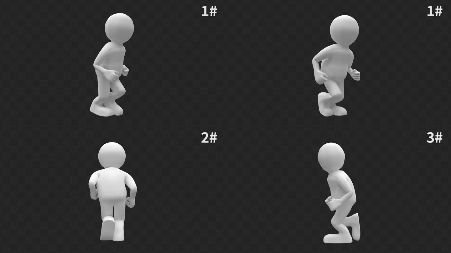 原创四款商务风格3D小人跑步动画合集