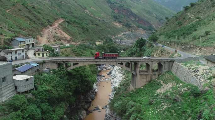 航拍四川大凉山山路公路