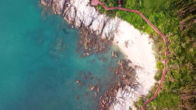 航拍海南省昌江棋子湾一线海景