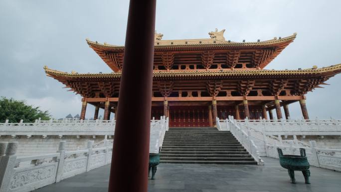 广西柳州文庙中式庭院宫殿大殿汉白玉栏杆