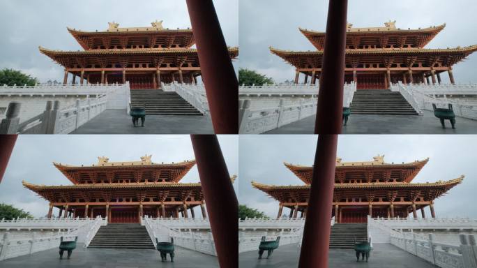 广西柳州文庙中式庭院宫殿大殿汉白玉栏杆