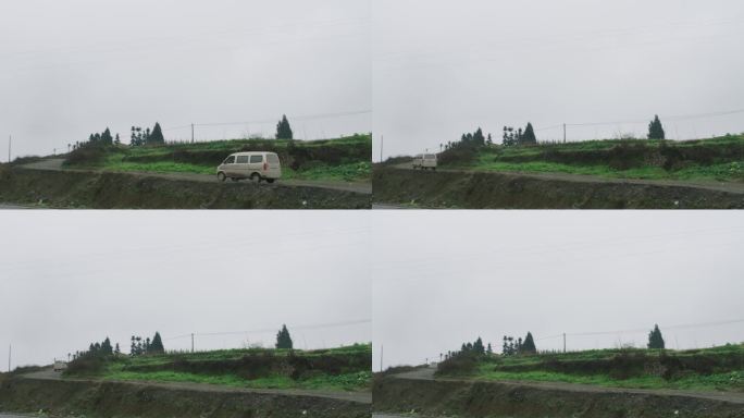 【F55灰度】偏远山区农村土路面包车行驶
