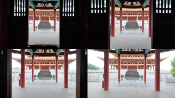 广西柳州文庙中式庭院宫殿大殿走进大门