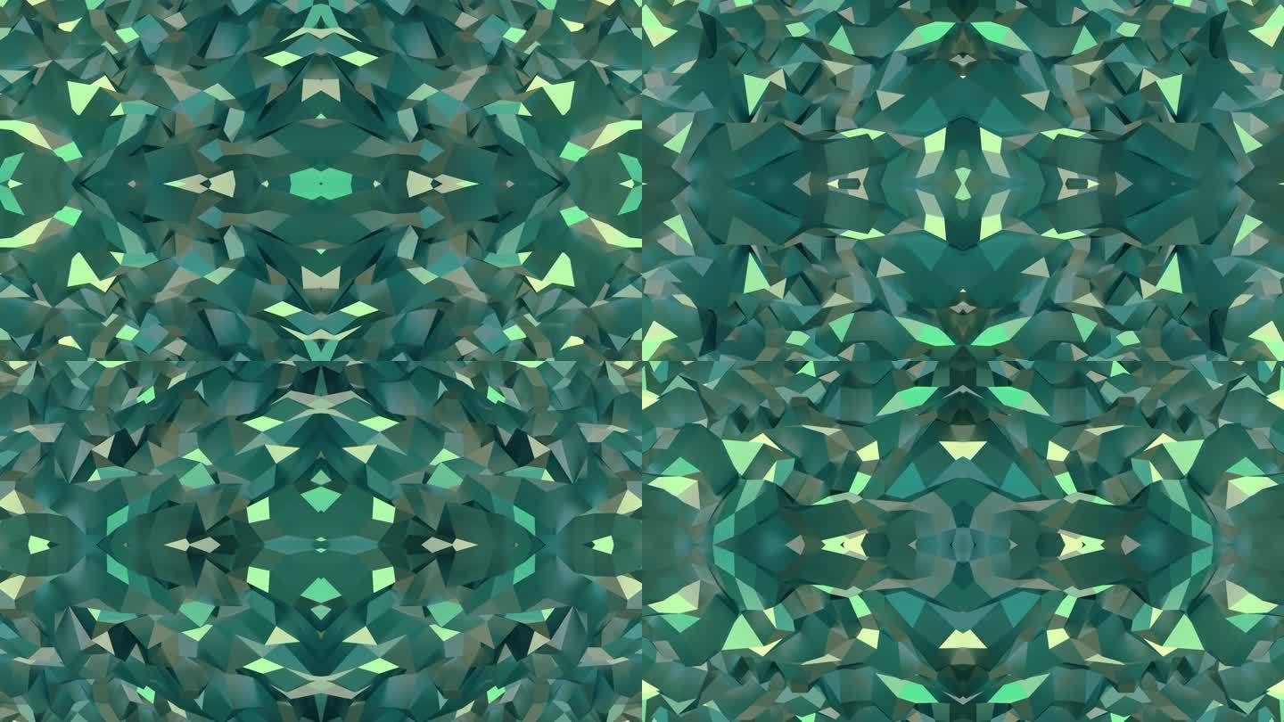 【4K时尚背景】绿色意象几何图形玻璃艺术