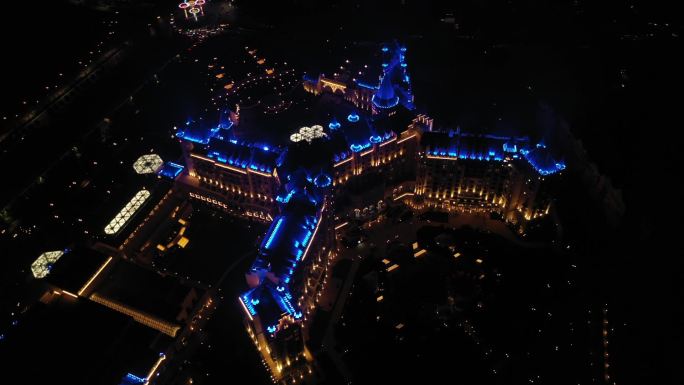 郑州银基冰雪世界夜景航拍