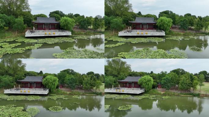 航拍夏季的中山陵燕雀湖