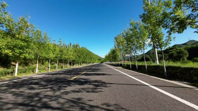 开车视角行驶在公路上  沿途风景