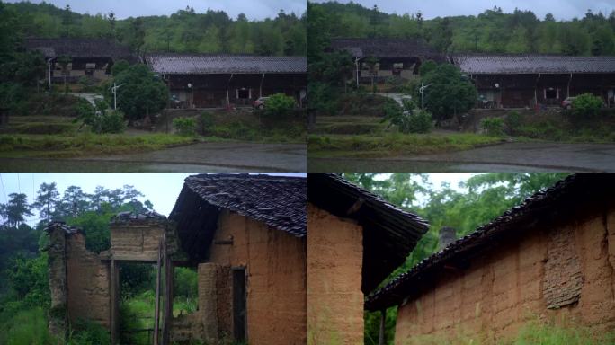 古朴乡村下雨场景