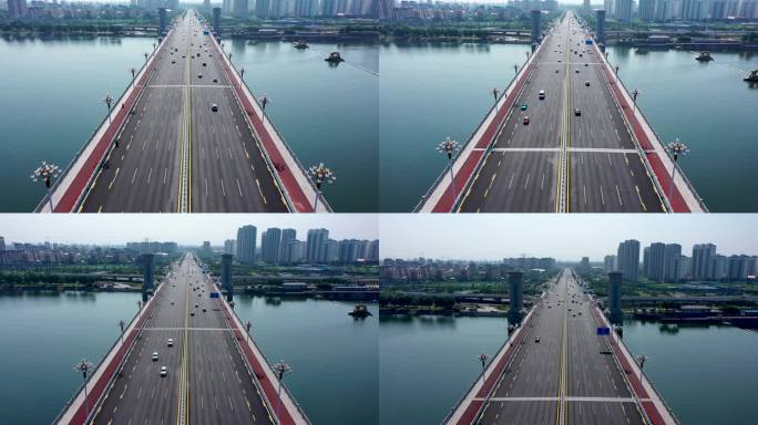 航拍山东省临沂市北京路桥风景