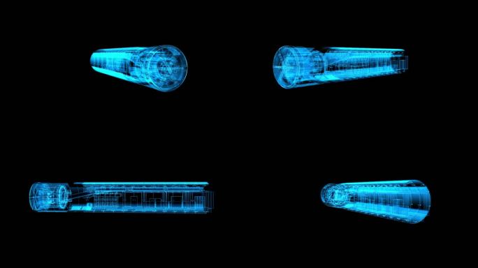 蓝色全息线框科技盾构机透明素材带通道
