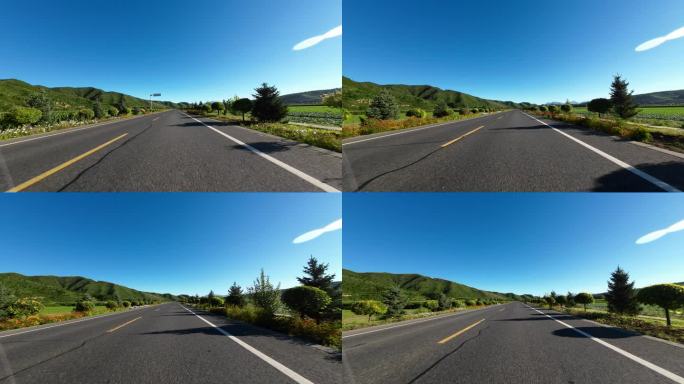 开车视角行驶在公路上  沿途风景