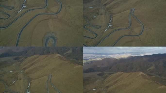 4K西藏日喀则珠峰景区108拐盘山路航拍