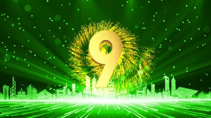 【无插件】宽屏绿色倒数开场视频pr模板