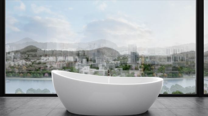 浴缸卫生间观景阳台超宽卫浴浴室酒店