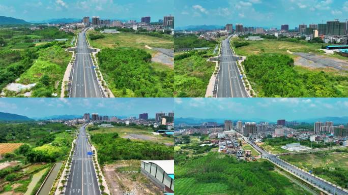 航拍桂林灵川区域城市建筑交通2022新