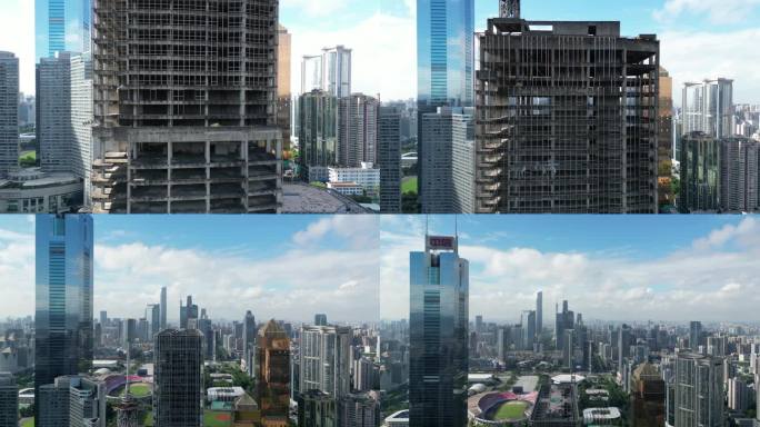 广州天河CBD中水大厦烂尾楼4K高清视频