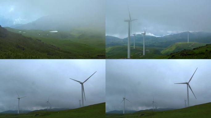 山脉山峰 电力风车 云雾云海延时A015