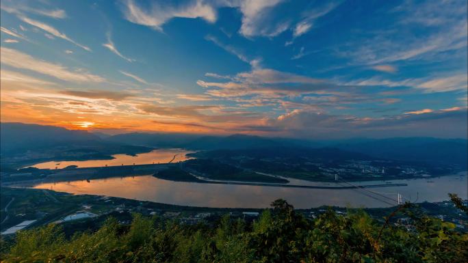 三峡大坝 晚霞 超级工程 山水中国