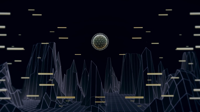 【4K时尚背景】网格空间虚幻科技抽象山体
