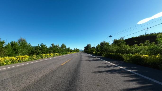 开车视角行驶在公路上  沿途风景