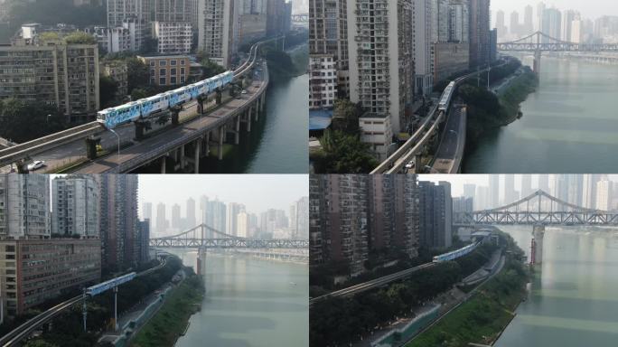 原创4K重庆地铁磁悬浮轨道交通轻轨