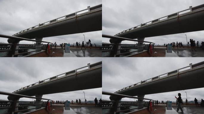 厦门白城海边演武大桥观景平台风光延时摄影
