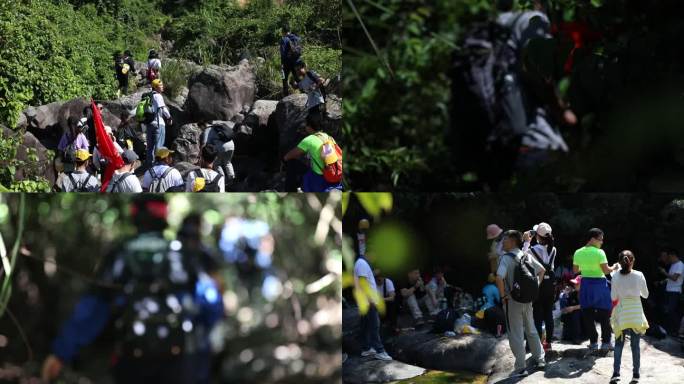 户外组团登山素材