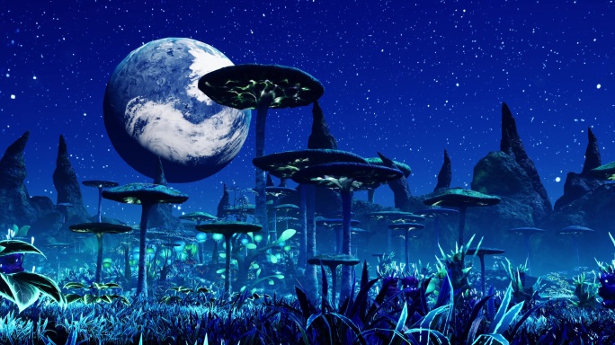 8K沉浸式异星星球奇幻蘑菇场景