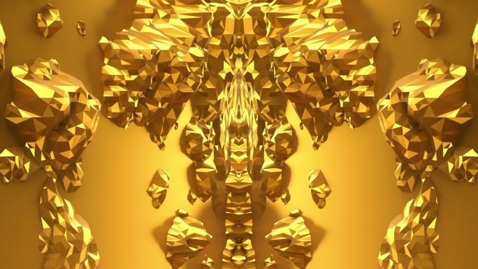 【4K时尚背景】金碧辉煌黄金转动图形几何
