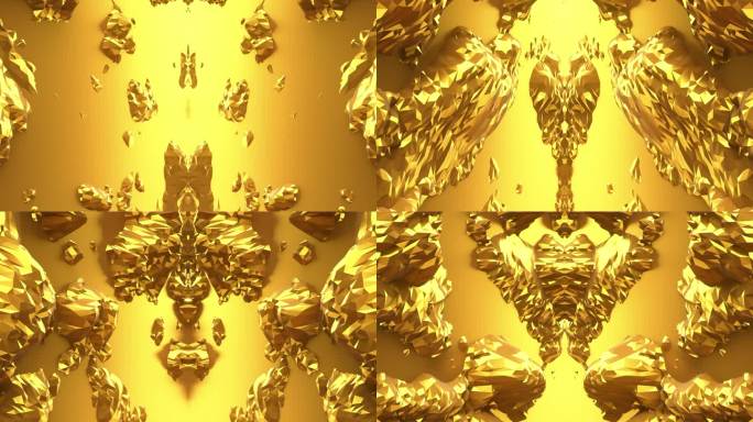 【4K时尚背景】金碧辉煌黄金转动图形几何