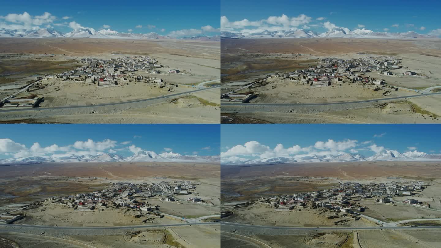 4K西藏定结县琼孜乡牧村全景环绕航拍