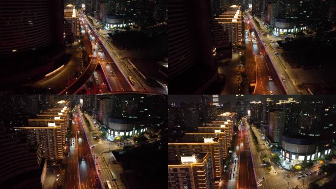 4K原素材-航拍上海漕溪北路商业街