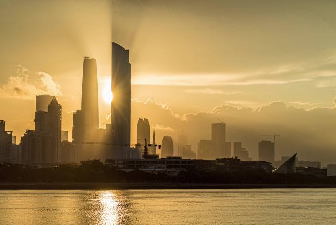 广州标志性建筑日出