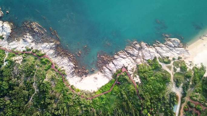 航拍海南省昌江棋子湾一线海景