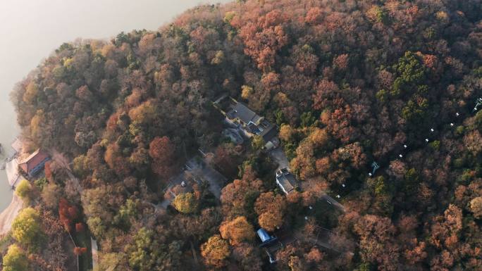 安徽省马鞍山市采石矶景区广济寺航拍风光