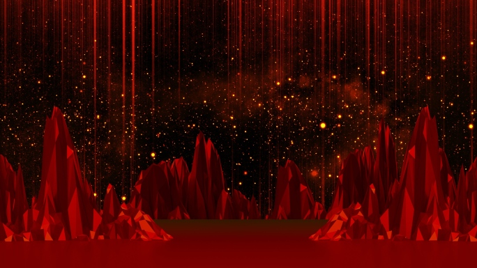 【4K时尚背景】红色星空虚幻光线山体生长
