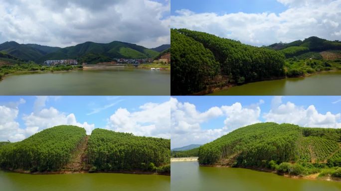 中国广西的户外风景秀丽的水库航拍