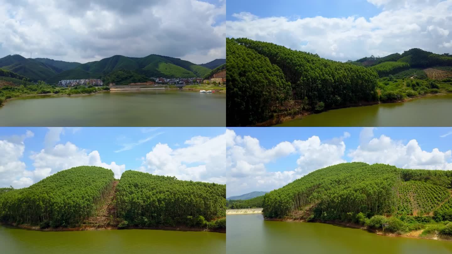 中国广西的户外风景秀丽的水库航拍