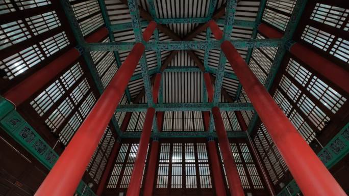 广西柳州文庙中式庭院宫殿大殿屋顶穹顶