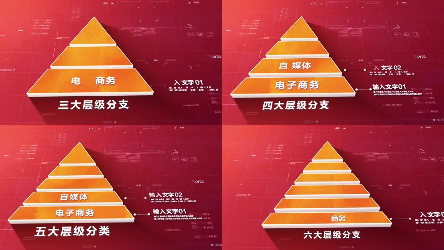 【无插件2-6块】红色金字塔分类