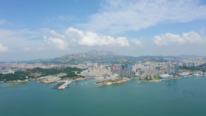 青岛黄岛开发区唐岛湾航拍全景