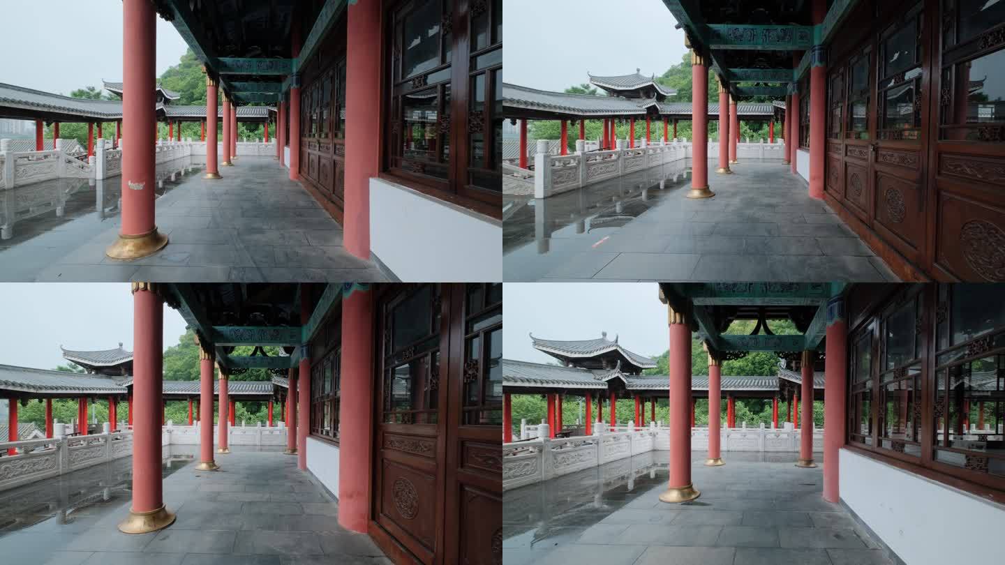 广西柳州文庙中式庭院宫殿大殿走廊长廊
