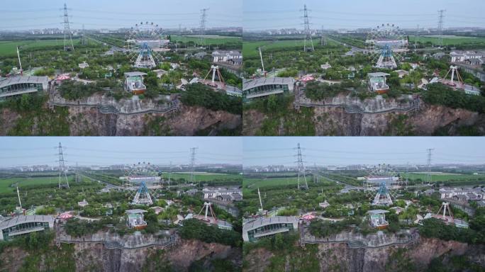 航拍上海世茂深坑秘境游乐场全景