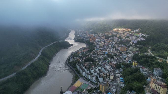 怒江贡山县城空镜