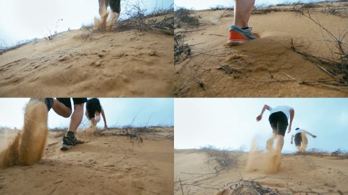 沙地奔跑的脚步脚踏实地步伐向前水土流失