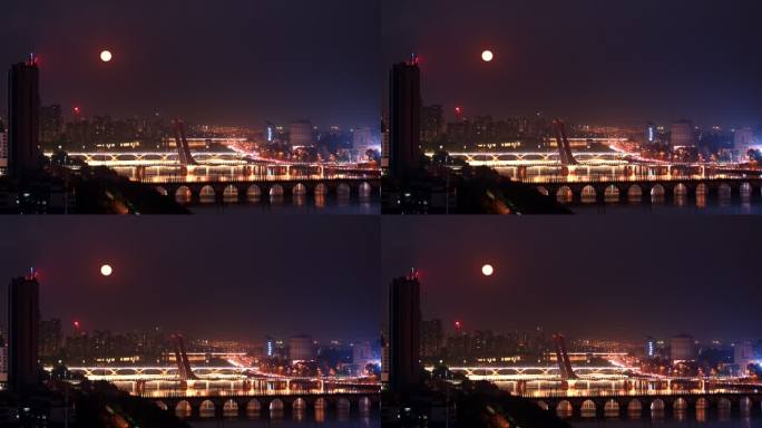 月光 浑河 永安桥 中秋