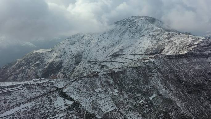 C030 航拍金塘镇大洼村雪景