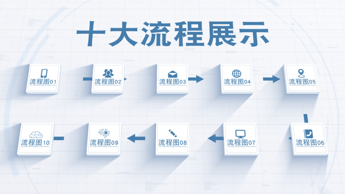 无插件3-10白色三维流程项目干净板块