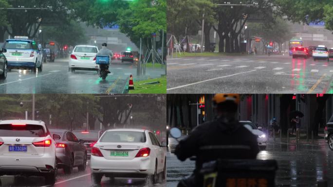 暴雨天开汽车的视频合集