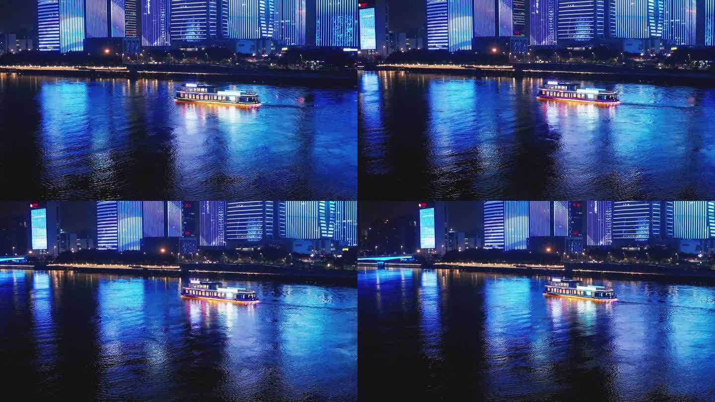 福州闽江北中心商务区游轮夜景